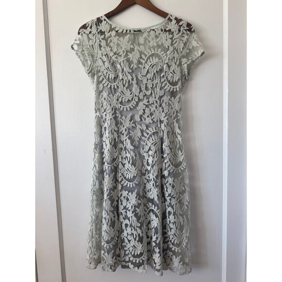 Adrianna Papell Mint Green Lace Overlay Keyhole Back Sheath Dress Size 4 - Picture 1 of 15